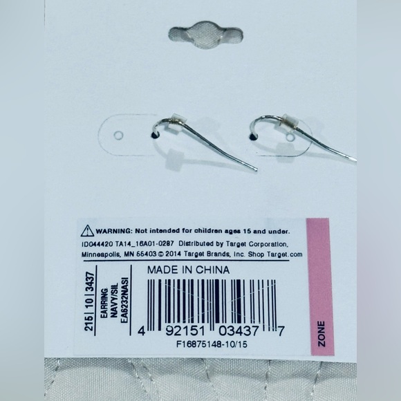 Target Navy Teardrop Earrings NWT - Picture 2 of 2